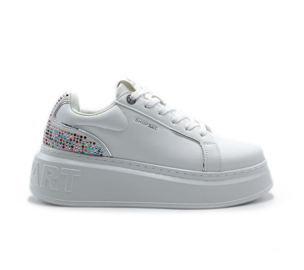 Sneakers in eco leather / strass