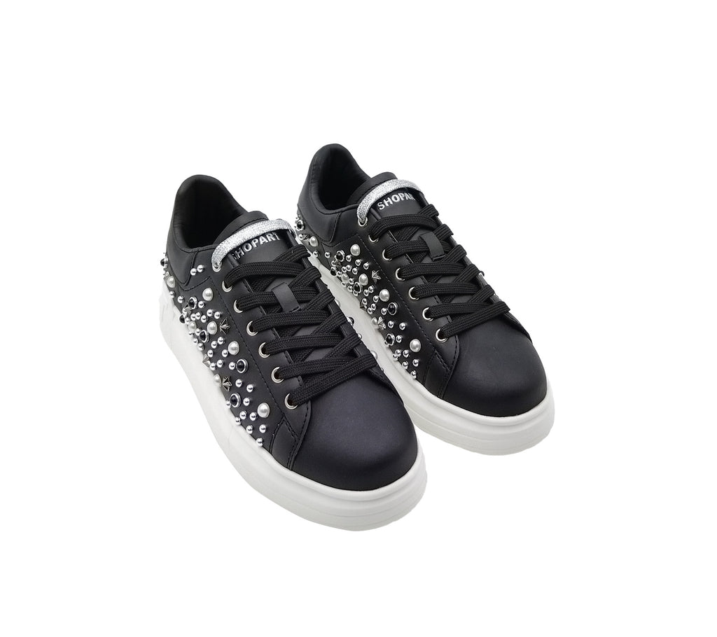 Sneakers Kim in eco leather / Multiborchie / Pietre / Strass